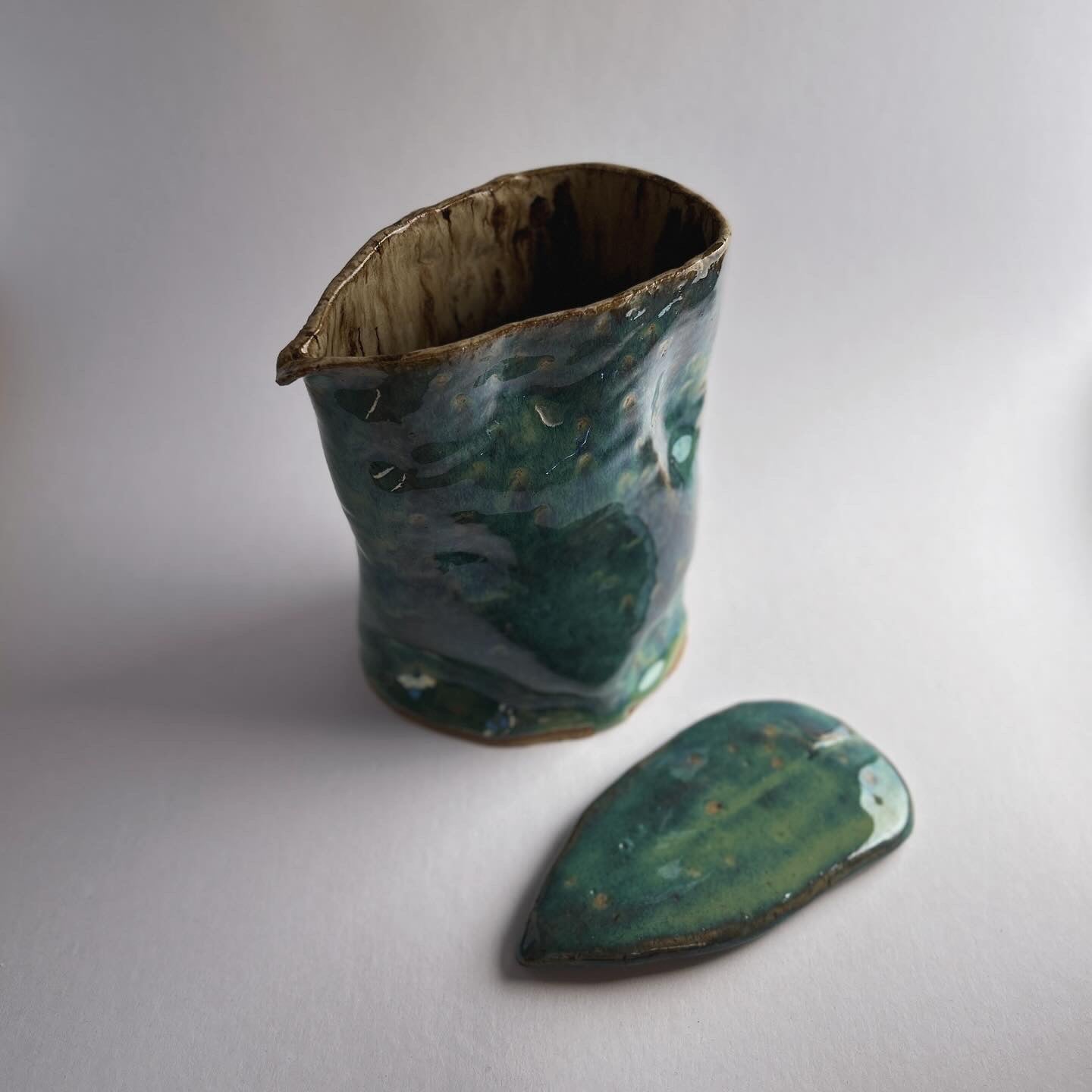 Blue Green Handmade Wine Carafe