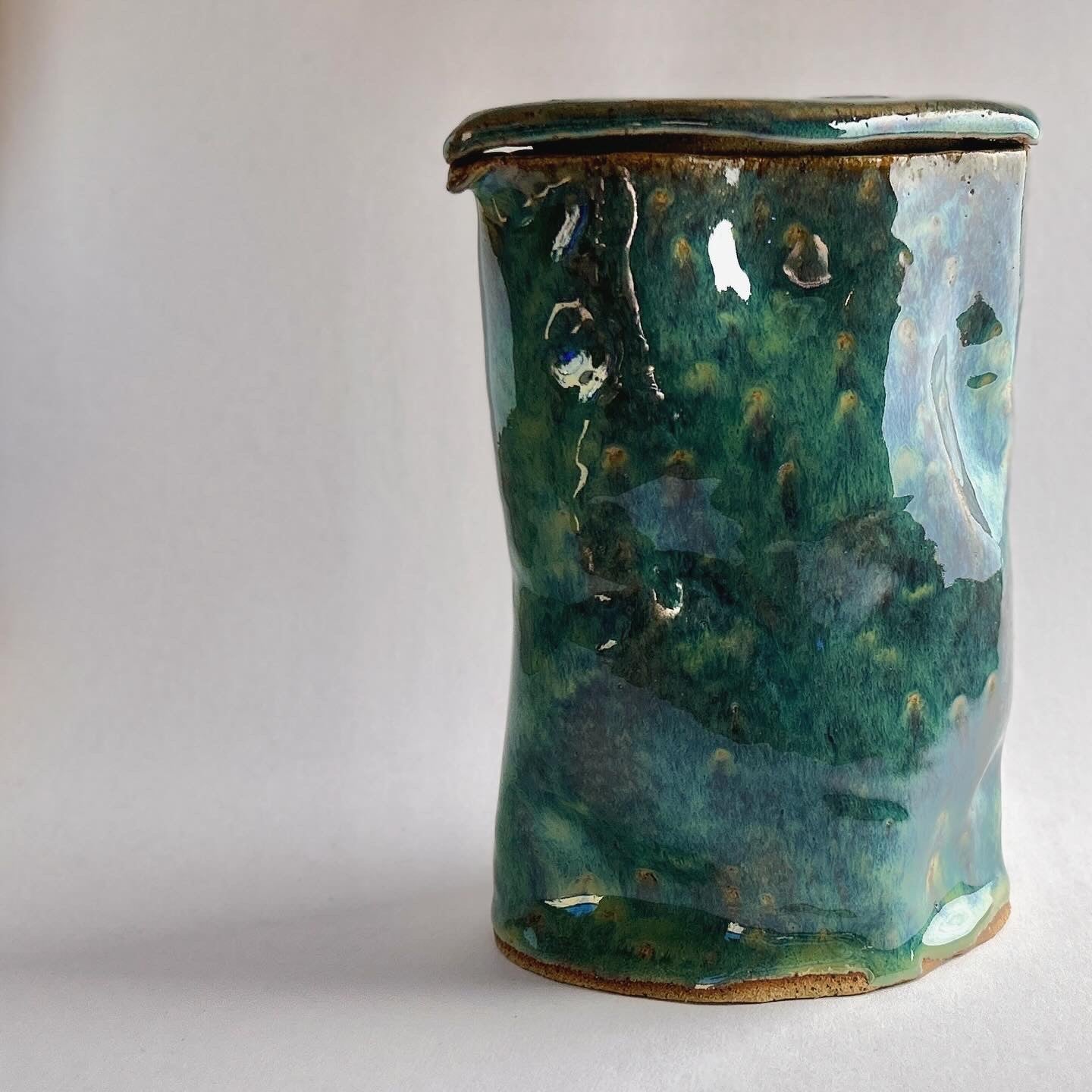 Blue Green Handmade Wine Carafe
