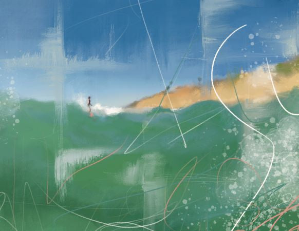 Stone Steps Surfer Metal Print