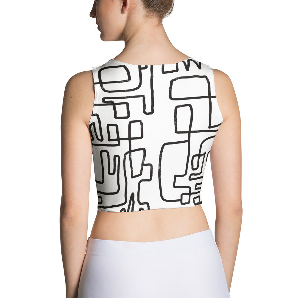 Mid Century Line Art Crop Top