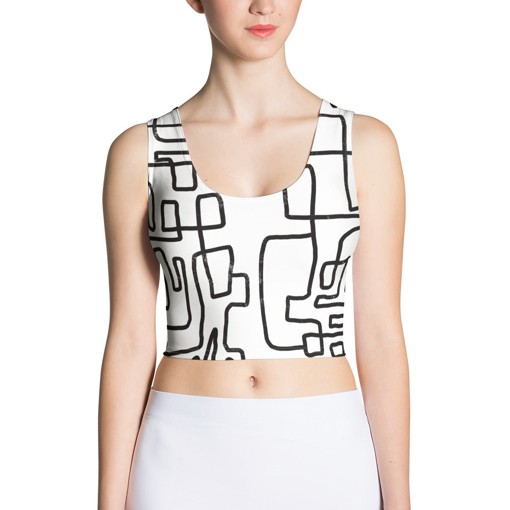 Mid Century Line Art Crop Top