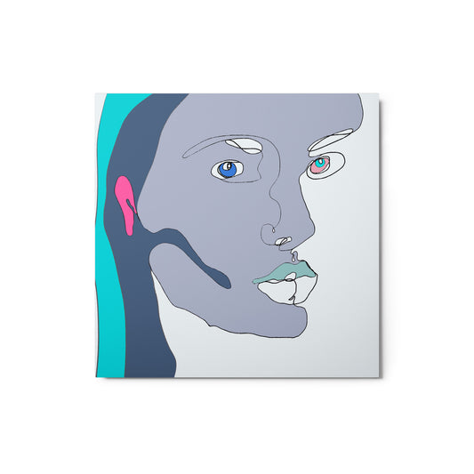 Line Portrait Metal Print