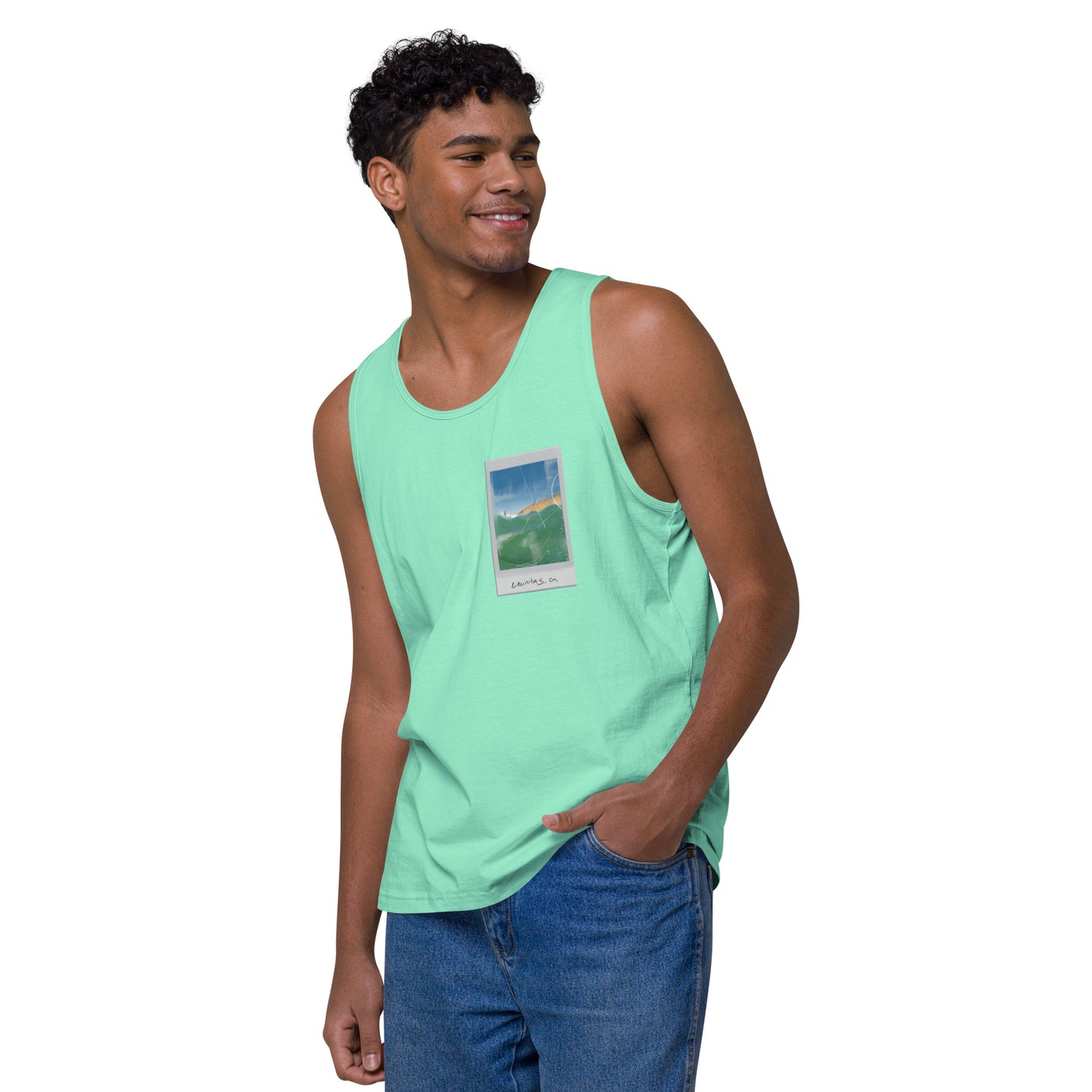 Encinitas Surfer Polaroid Premium Tank Top