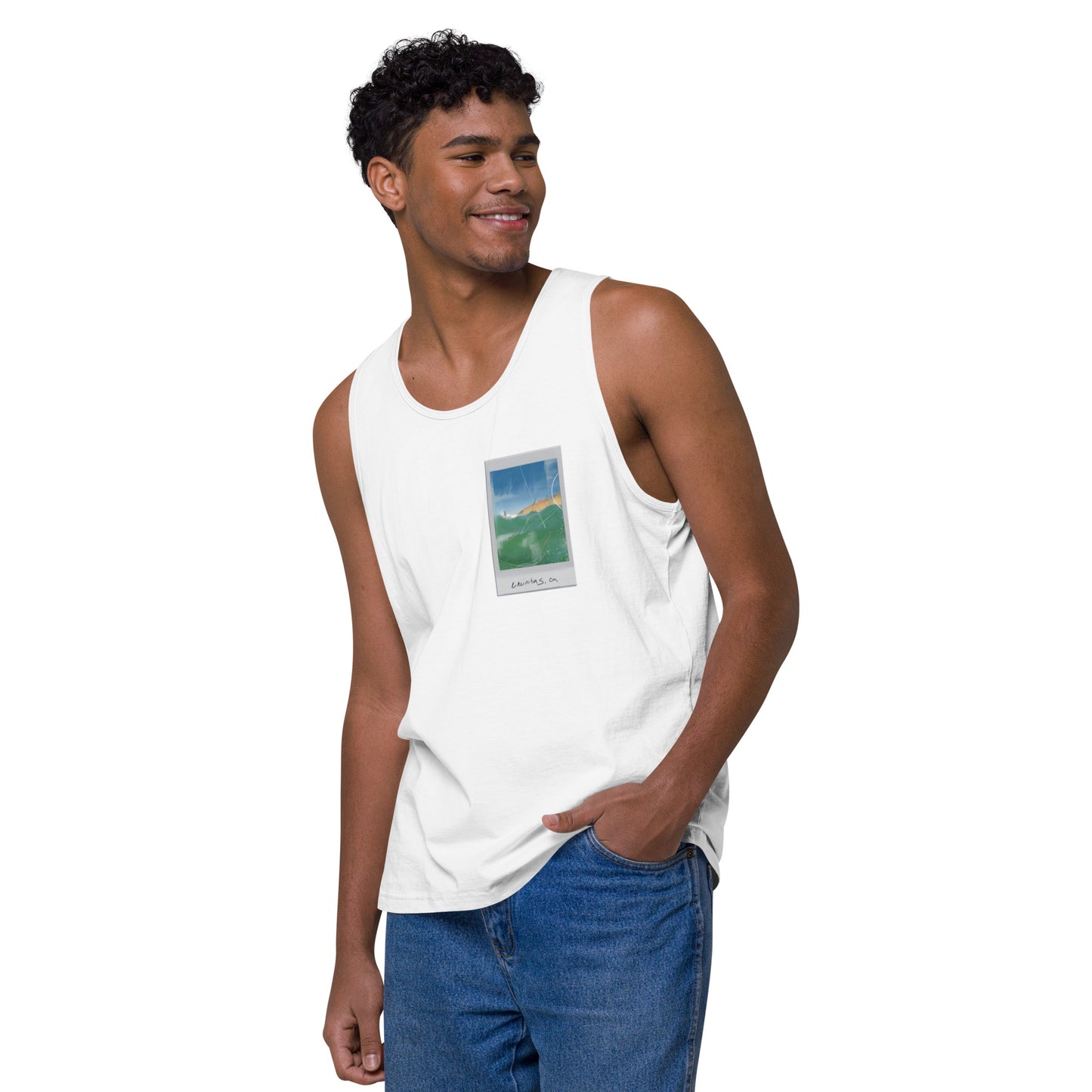 Encinitas Surfer Polaroid Premium Tank Top
