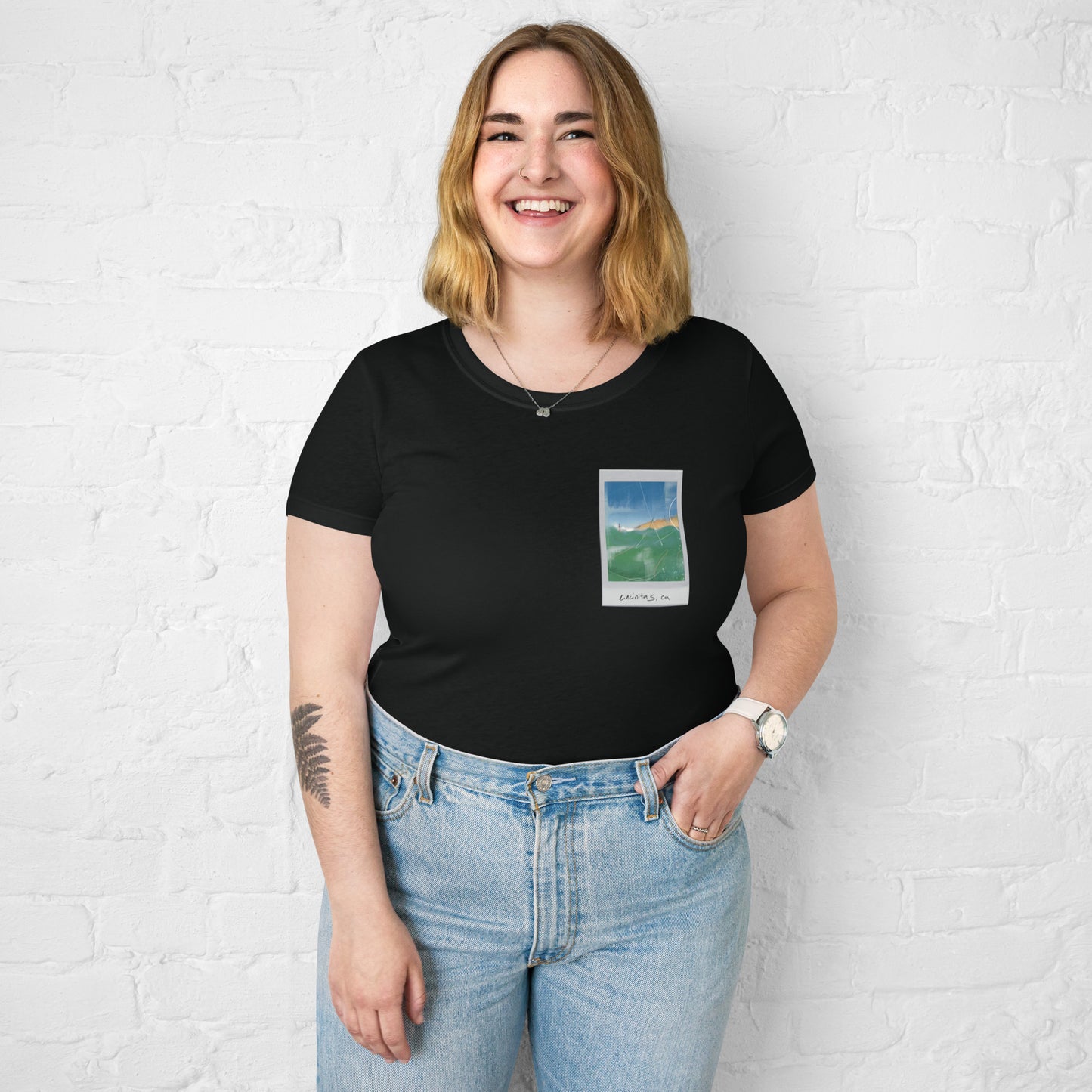 Encinitas Surfer Polaroid Fitted T-shirt