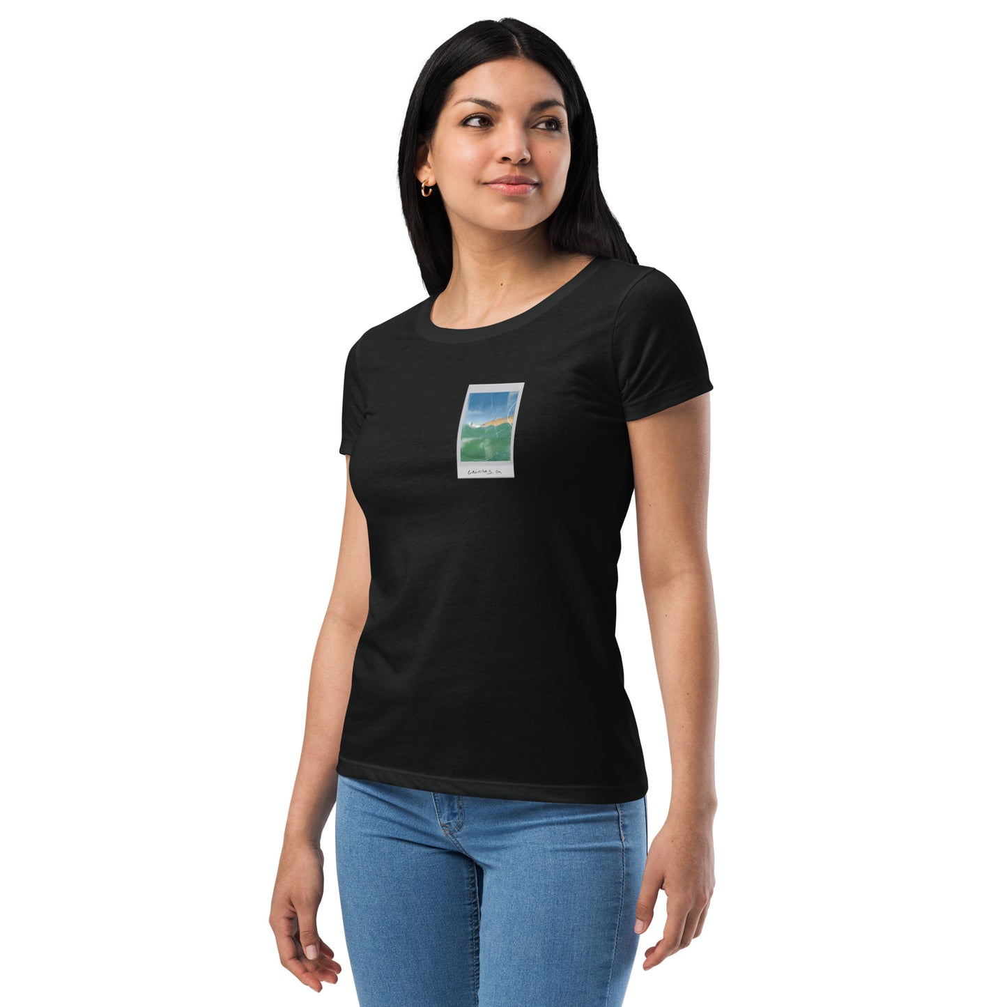 Encinitas Surfer Polaroid Fitted T-shirt