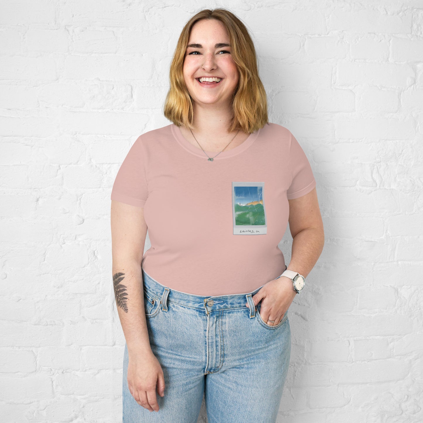 Encinitas Surfer Polaroid Fitted T-shirt