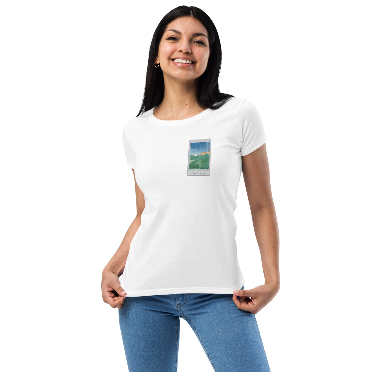 Encinitas Surfer Polaroid Fitted T-shirt