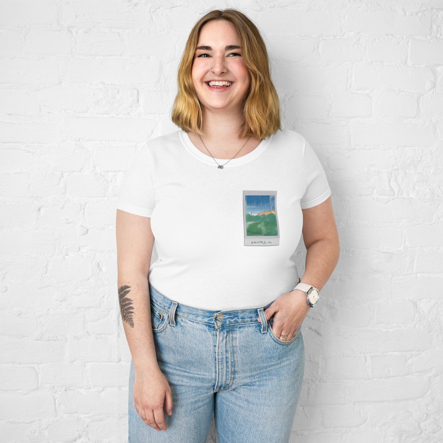 Encinitas Surfer Polaroid Fitted T-shirt